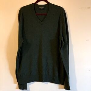 Brooks Brothers Sweater Saxon Wool Green V-Neck Sz XXL NWOT Gorgeous